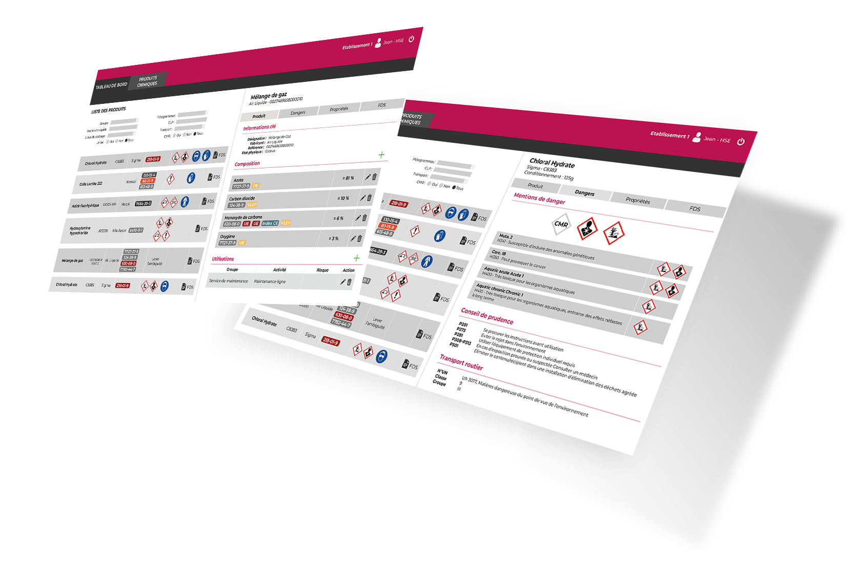 Fiche produit et fiche de données de sécurité associée